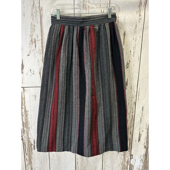 Jordache Dresses & Skirts - Vintage Jordache Striped 80s Midi Riding Skirt Wool Blend